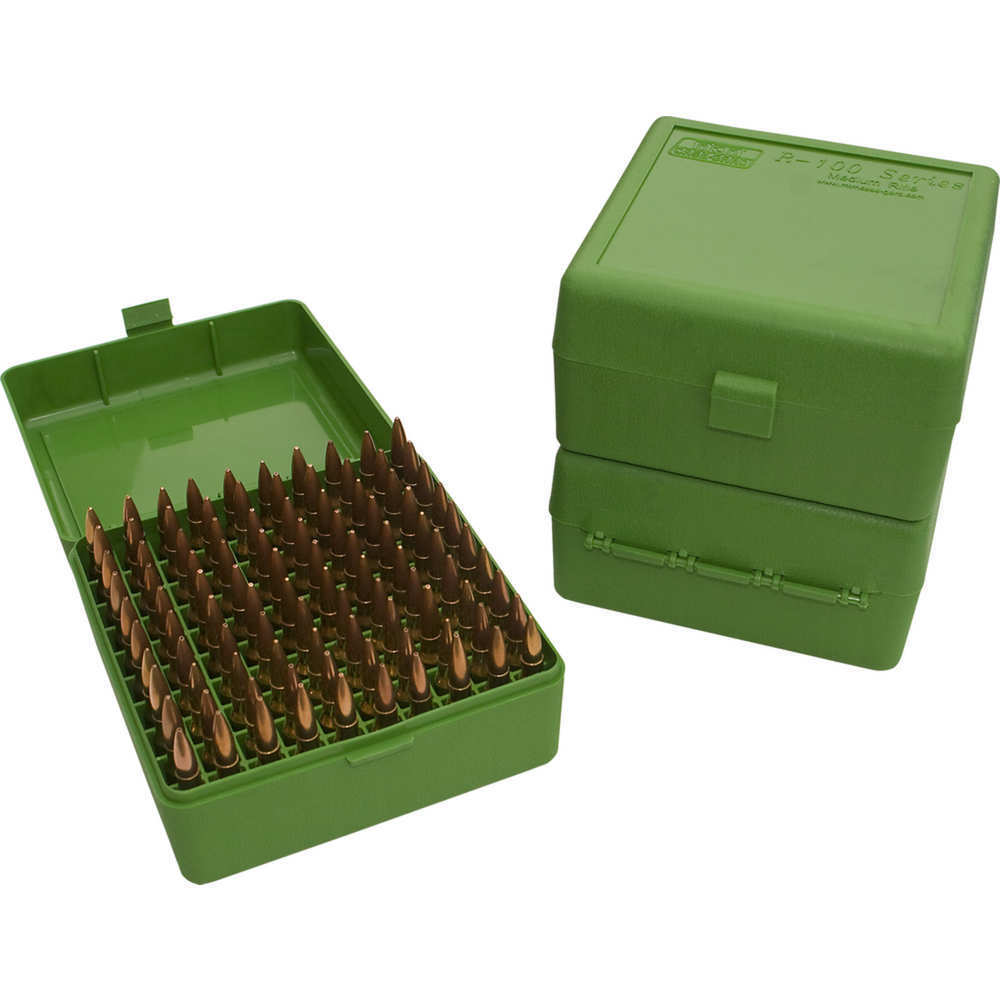 Misc. Accessories MTM Case Gard Ready Series MTM AMMO BOX 100 RD FLIP-TOP 22-250 243 308 WIN 220 SWIFT GREEN